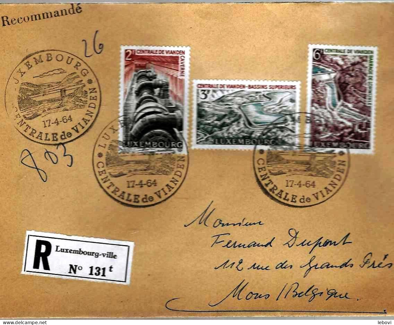 (Luxembourg) Pli RECOMMANDE De ‘LUXEMBOURG Vers MONS (17-4-64) - Stamped Stationery