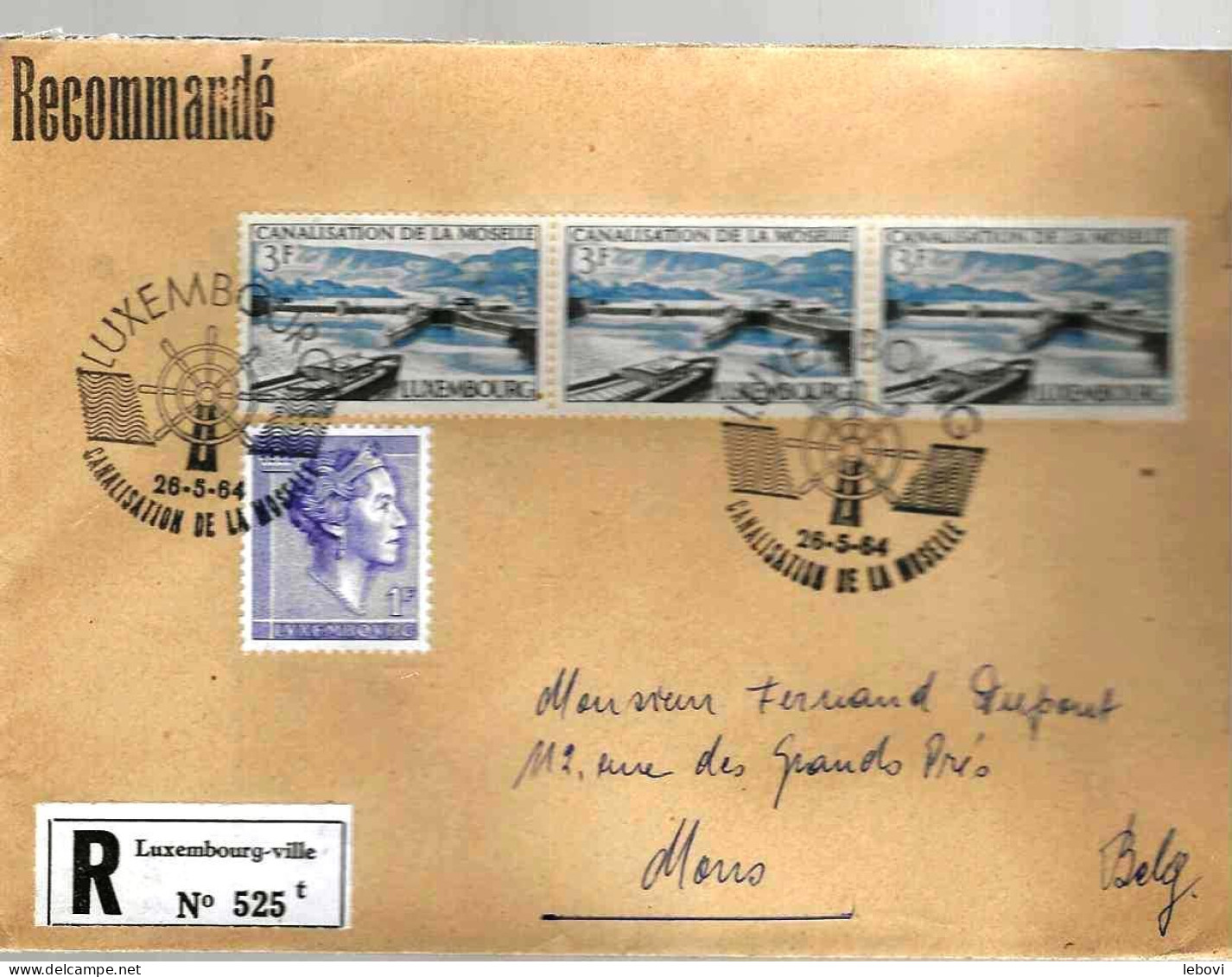 (Luxembourg) Pli RECOMMANDE De ‘LUXEMBOURG Vers MONS (26-5-64) - Stamped Stationery