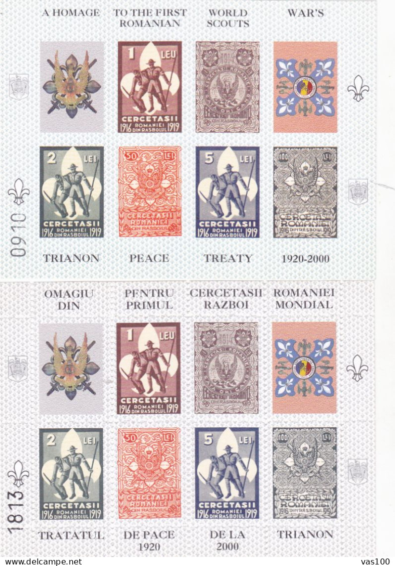 2000 ROMANIA Set Of 2 Scouts Of The First World War 80 Years Trianon,MNH. - Nuovi