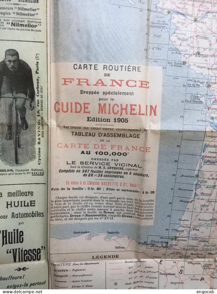 guide Michelin 1905 A avec sa carte