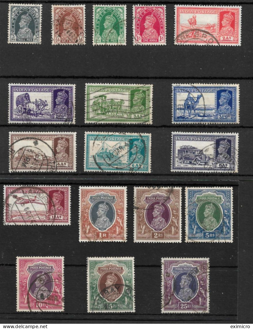 INDIA 1937 - 1940 SET SG 247/264 FINE USED Cat £140 - 1936-47 King George VI