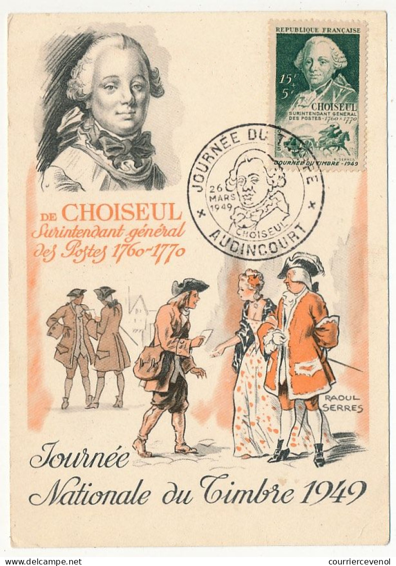 FRANCE => AUDINCOURT - Carte Officielle "Journée Du Timbre" 1949 Timbre 15F + 5F Choiseul - Storia Postale