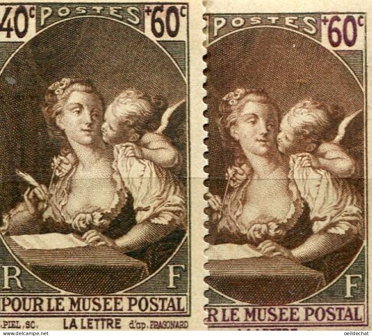 26159 FRANCE N°446*/** 40+60c. Fragonard : Brun Au Lieu De Brun-rouge + Normal  1939  TB - Unused Stamps