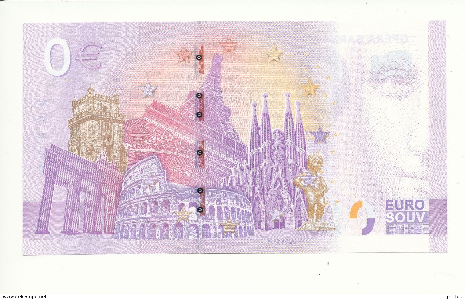 Billet Touristique 0 Euro - OPÉRA GARNIER - UEAS - 2022-2 - N° 17668 - Billet épuisé - Otros & Sin Clasificación