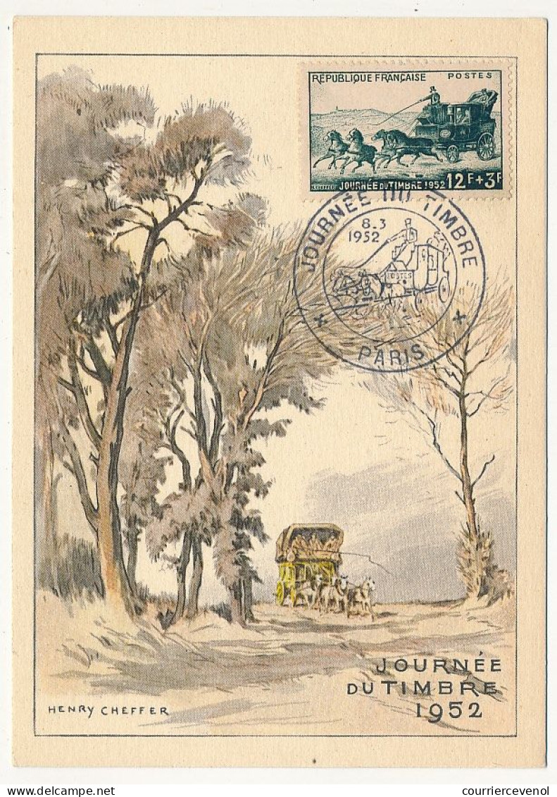 FRANCE => PARIS - Carte Officielle "Journée Du Timbre" 1952 Timbre 12F + 3F Malle-Poste - Briefe U. Dokumente