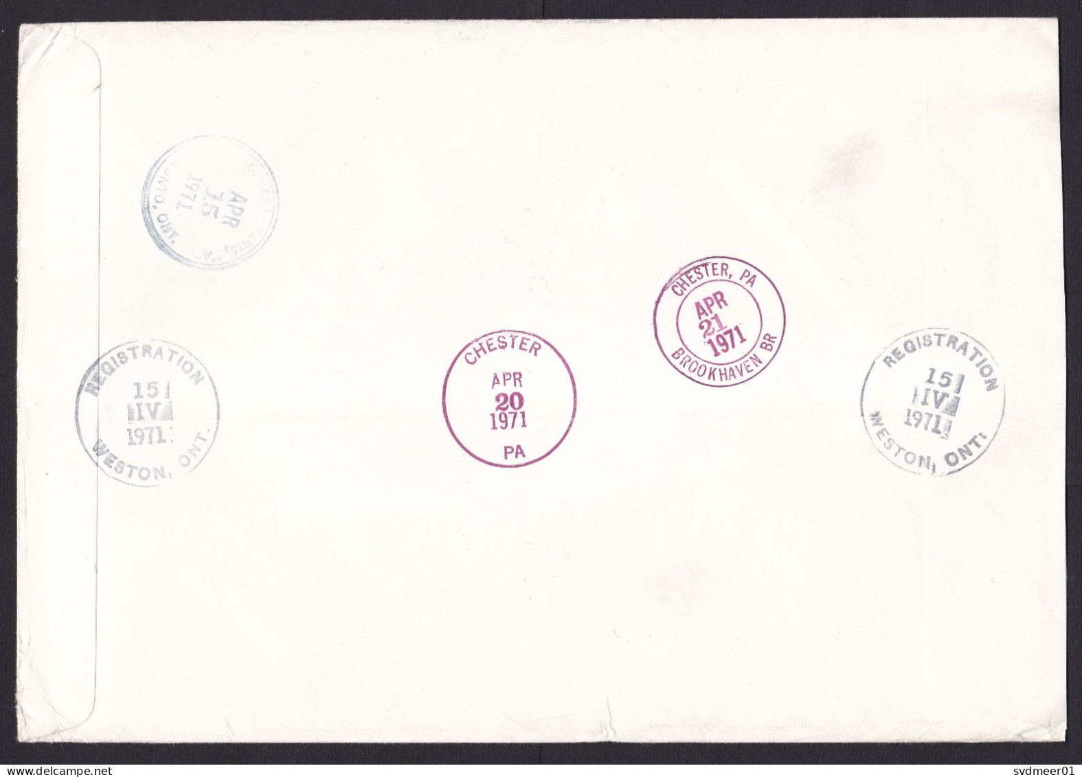 Canada: Registered Cover To USA, 1971, 12 Stamps + Tab, Weston, Customs Cancel Passed Free Buffalo (minor Creases) - Brieven En Documenten