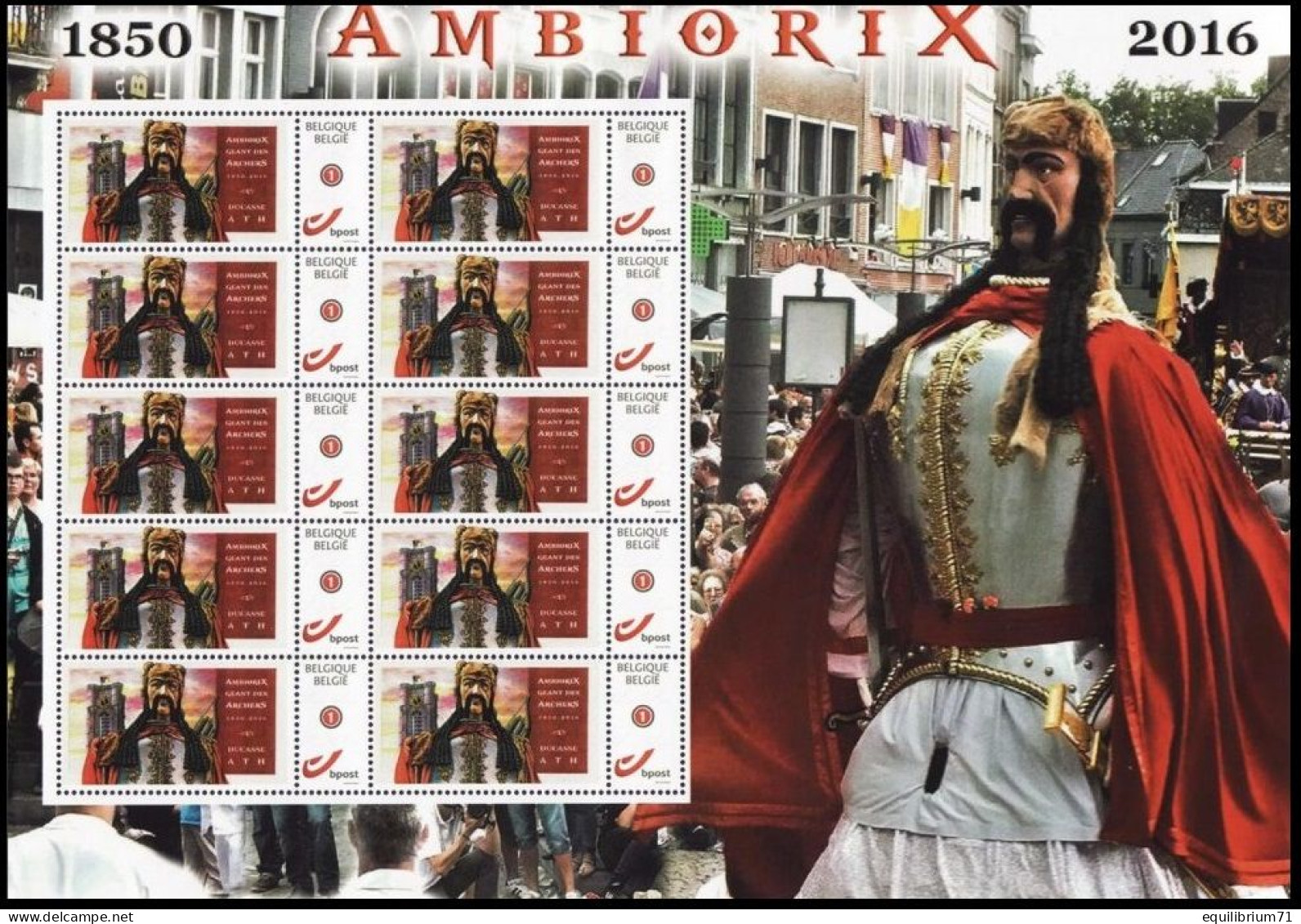 DUOSTAMP** / MYSTAMP** - Ducasse De Ath - 1850/2016 - Ambiorix Géant Des Archers / Boogschutters Giant Ambiorix - Carnaval