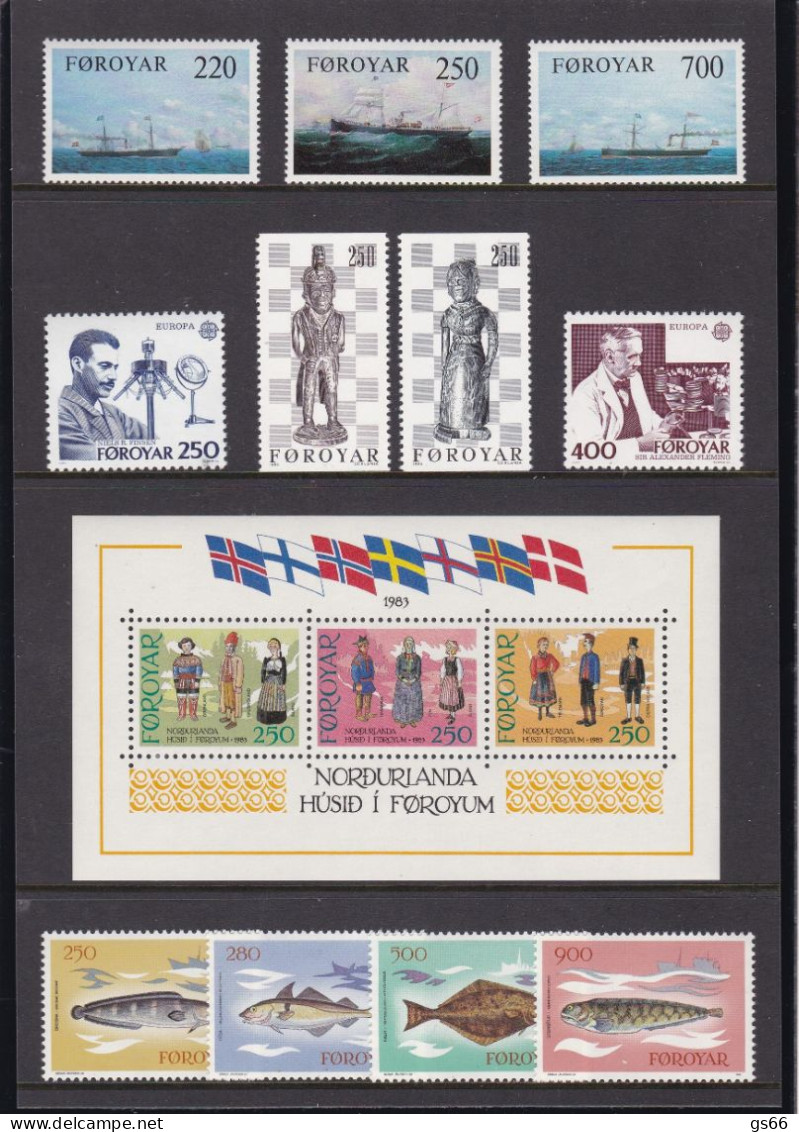 Färöer, 1983, 79/92 Block 1, MNH **,  Jahreszusammenstellung - Färöer Inseln