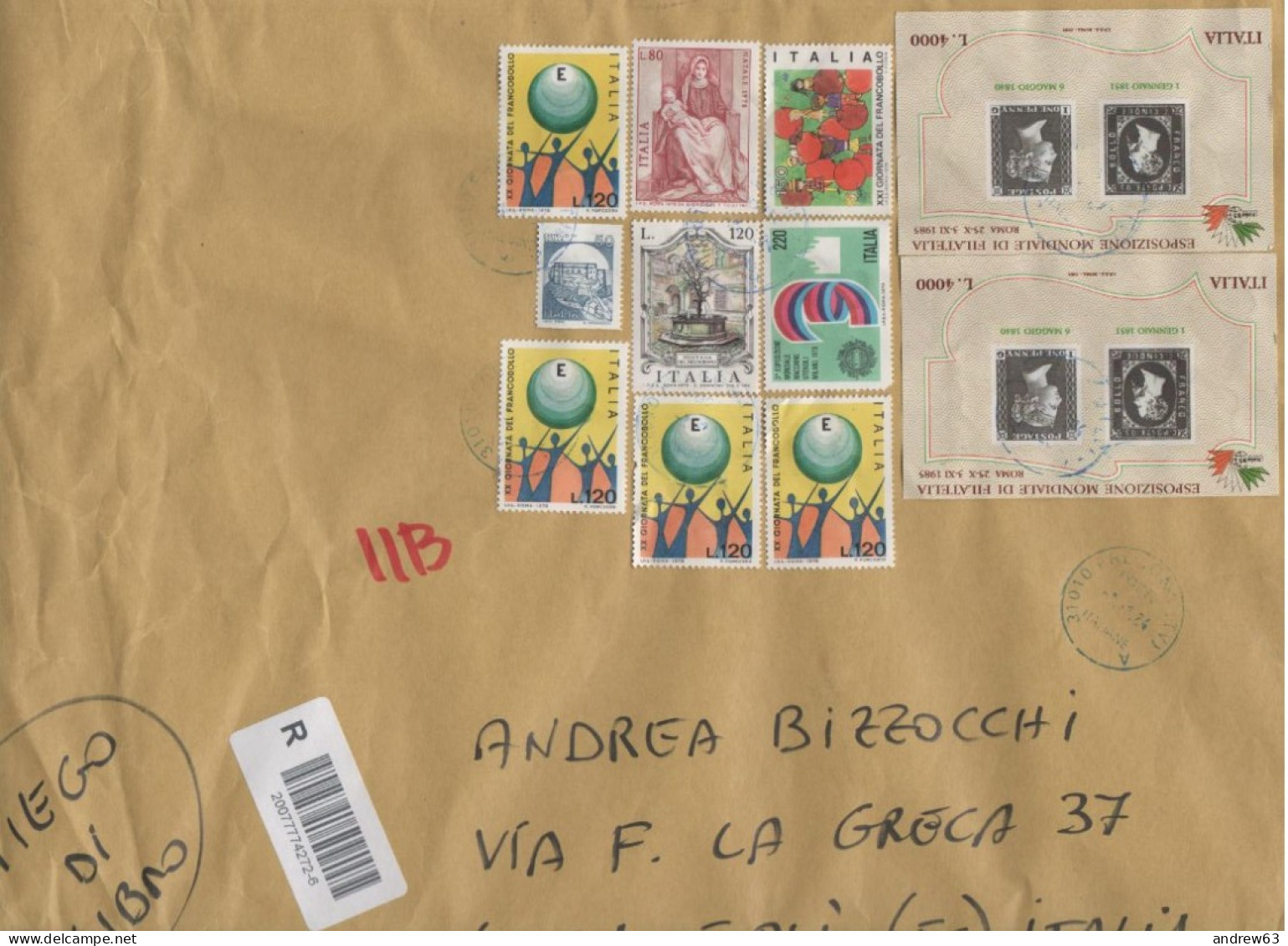 ITALIA - ITALY - ITALIE - 2024 - 2x BF1 + 9 Francobolli - Piego Di Libri Raccomandato - Grande Frammento Parzialmente Vi - Storia Postale