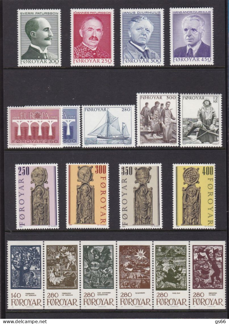 Färöer, 1984, 93/111, MNH **,  Jahreszusammenstellung - Färöer Inseln