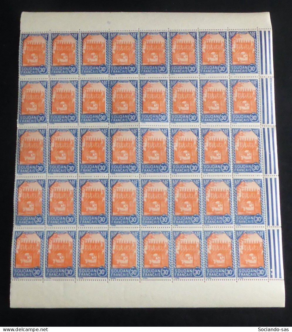 SOUDAN - 1943-44 - N°YT. 132 - Djenné 30c - Bloc De 40 Bord De Feuille - Neuf Luxe** / MNH / Postfrisch - Neufs