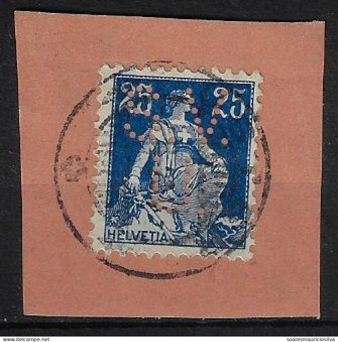 Switzerland 1904/1931 Cover Fragment Stamp With Perfin S.V./U. By Schweizerische Volksbank From Ulster Lochung Perfore - Perforés