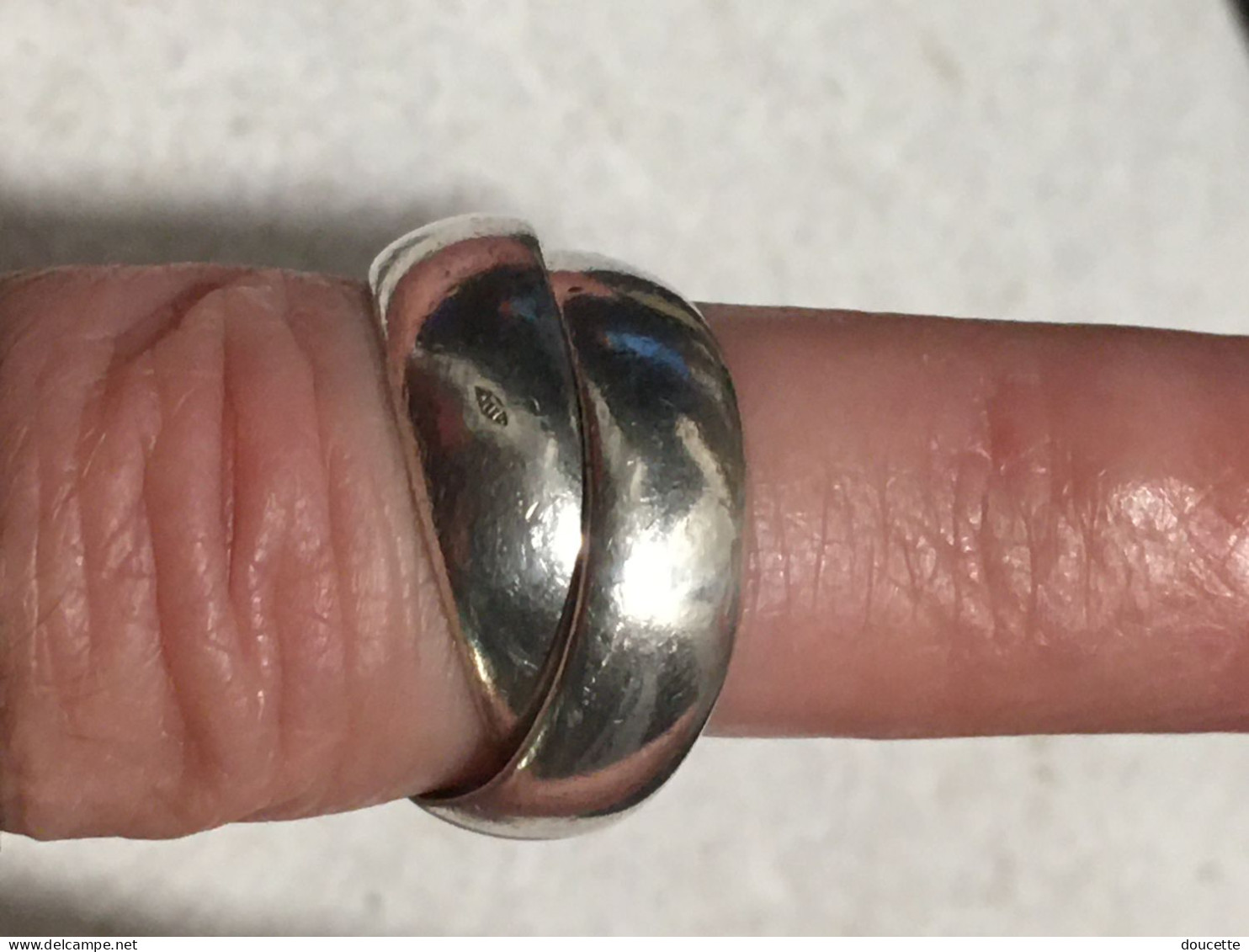 Bague En Argent Massif Taille :50/51 Double Anneau - Anelli