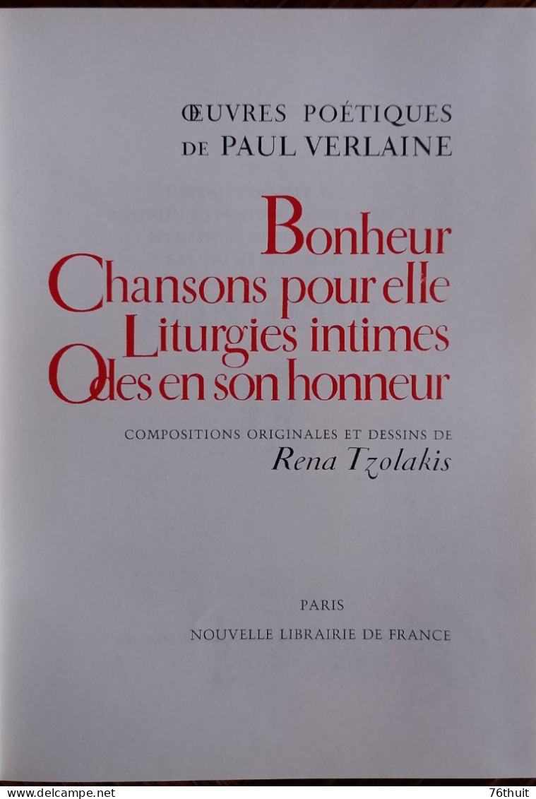 Paul VERLAINE - Oeuvres Poétiques Tome IV - Imprimerie Nationale - 1987 - Auteurs Français