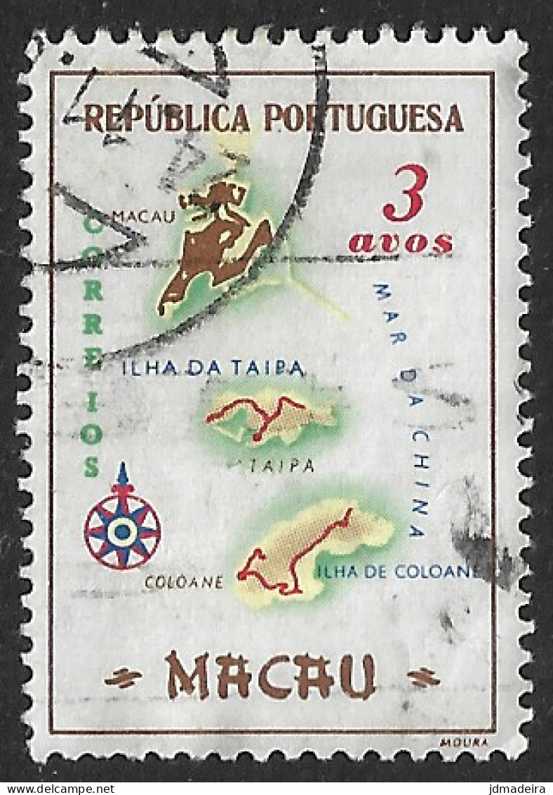 Macau Macao – 1956 Maps 3 Avos Used Stamp - Oblitérés
