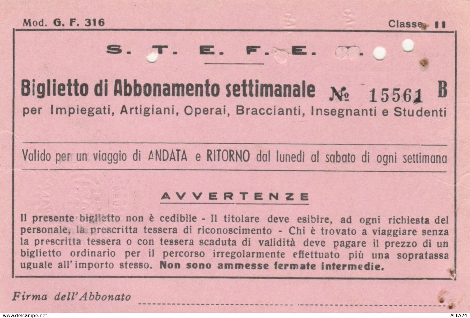 ABBONAMENTO SETTIMANALE IMPIEGATI STEFER SAN CESAREO ROMA LAZIALI 1975 (MK287 - Europa