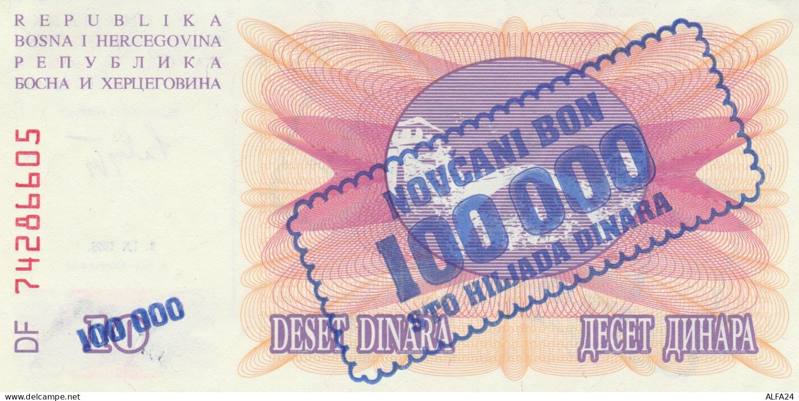 BANCONOTA BOSNIA 100000 UNC (MK708 - Bosnie-Herzegovine