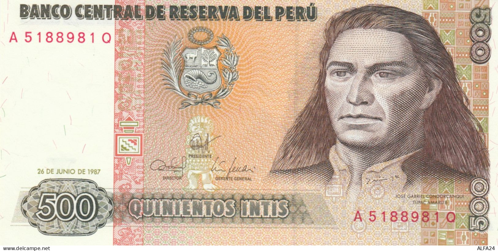 BANCONOTA PERU 500 UNC (MK590 - Perù