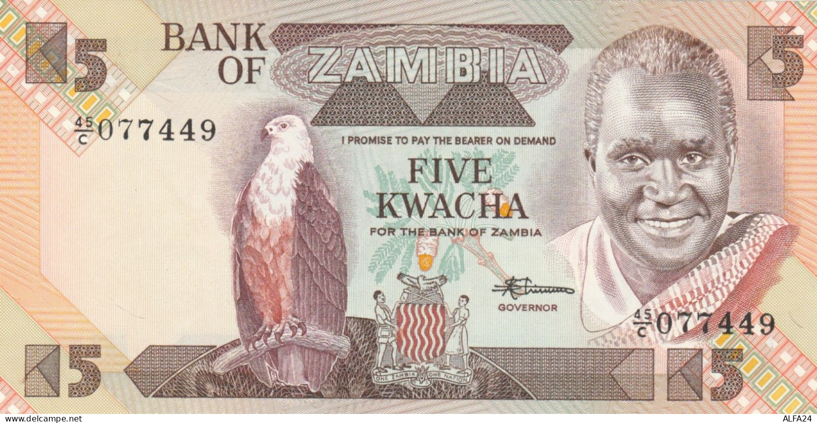 BANCONOTA ZAMBIA 5 UNC (MK369 - Zambie