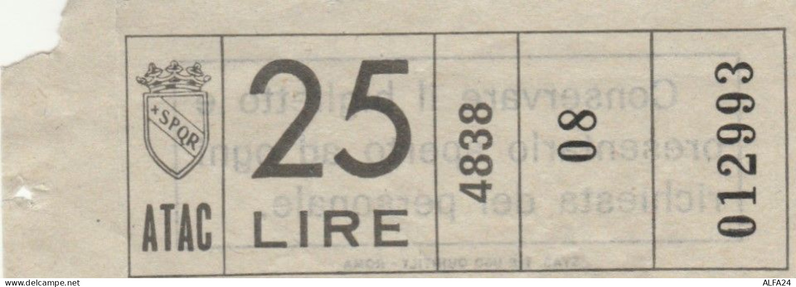 BIGLIETTO ATAC 25 LIRE (MK242 - Europe