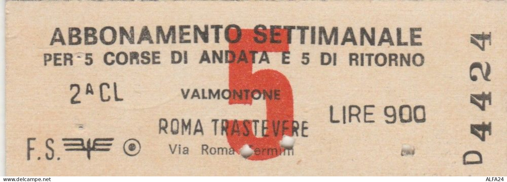 ABBONAMENTO TRENO SETTIMANALE ROMA VALMONTONE L.900 (MK230 - Europa