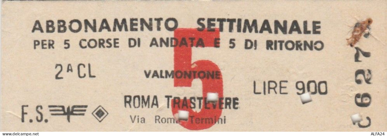 ABBONAMENTO TRENO SETTIMANALE ROMA VALMONTONE L.900 (MK232 - Europa