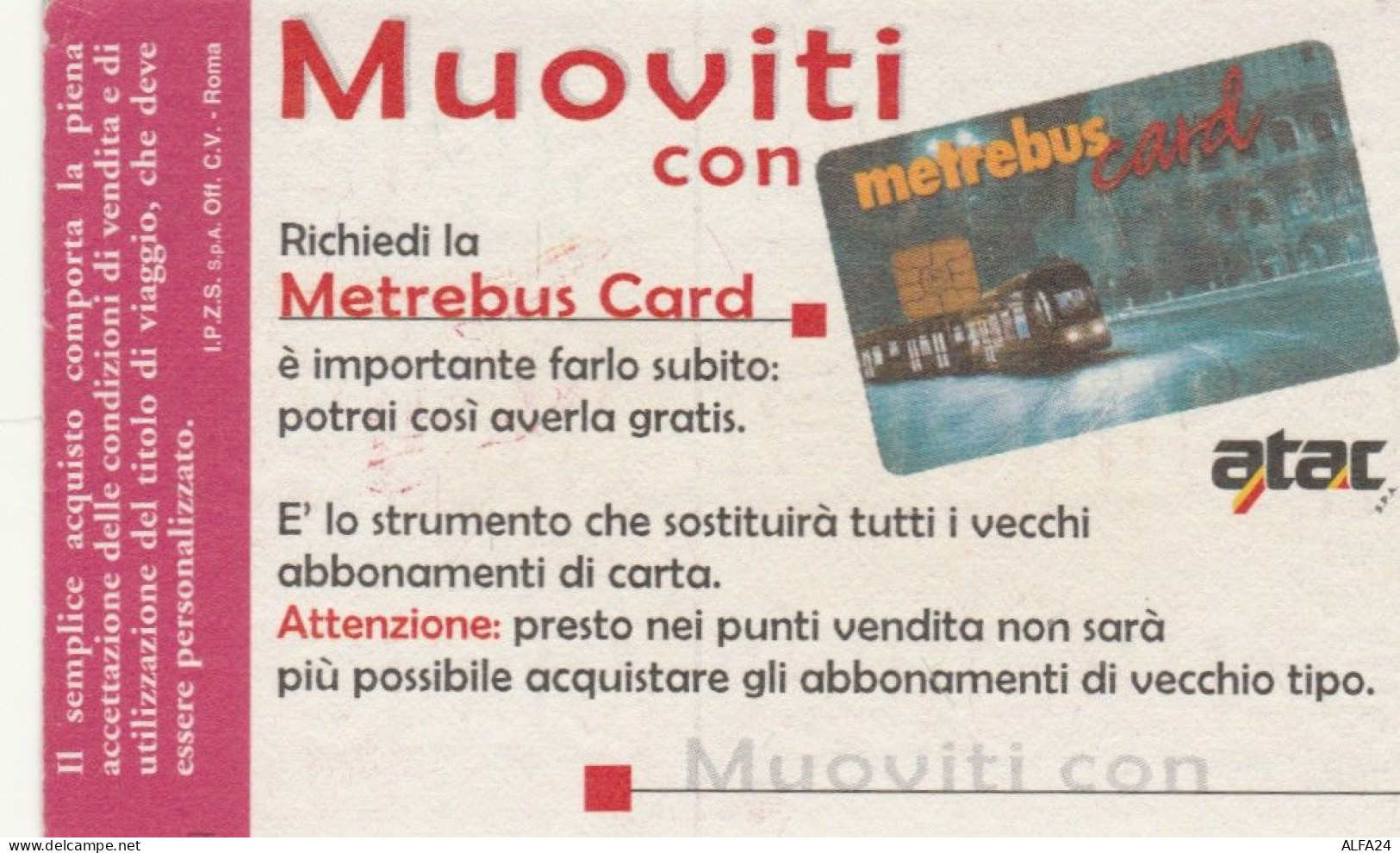 ABBONAMENTO AUTOBUS METRO ROMA ATAC APRILE 2003 (MK83 - Europa