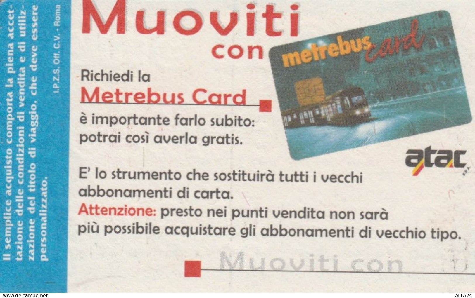 ABBONAMENTO AUTOBUS METRO ROMA ATAC OTTOBRE 2002 (MK80 - Europe