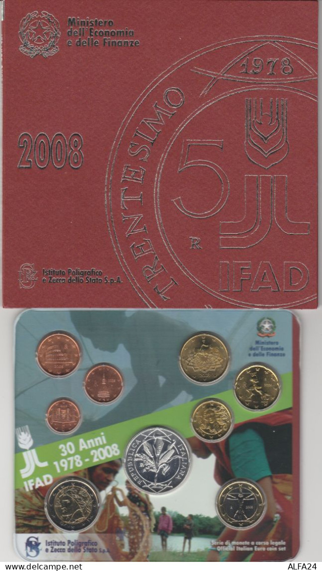 Divisionale Ufficiale Zecca Euro Italia 2008 9 Valori Con 5 Euro Argento (MK1 - Italia