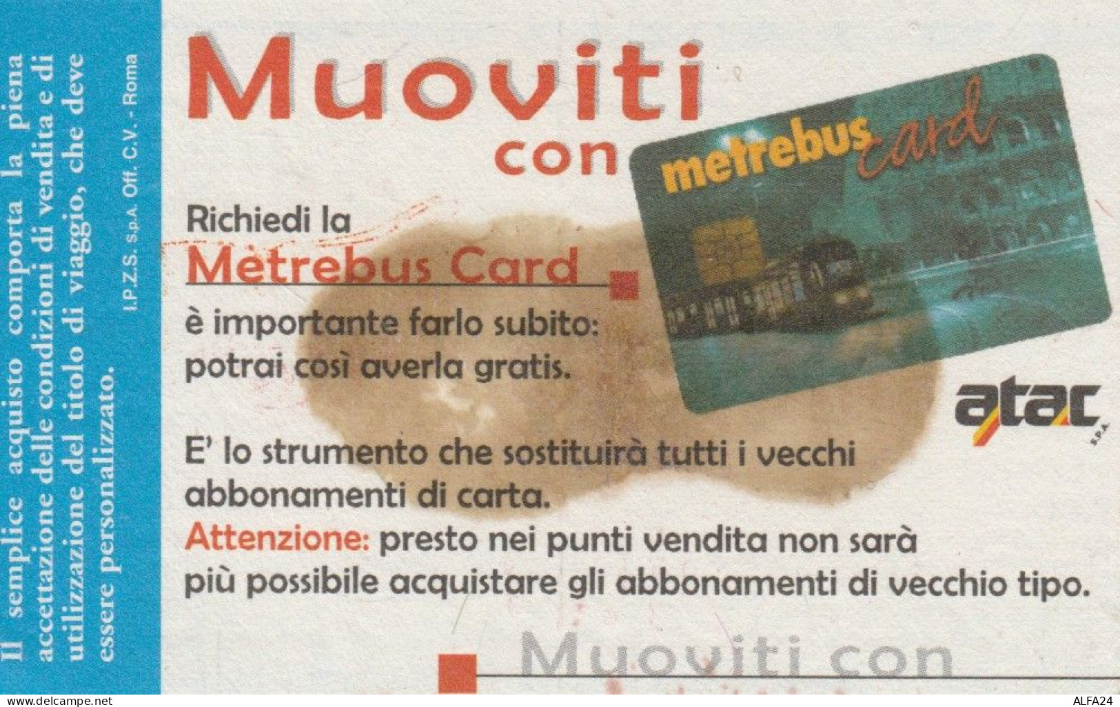 ABBONAMENTO AUTOBUS METRO ROMA ATAC MARZO 2003 (MK82 - Europa