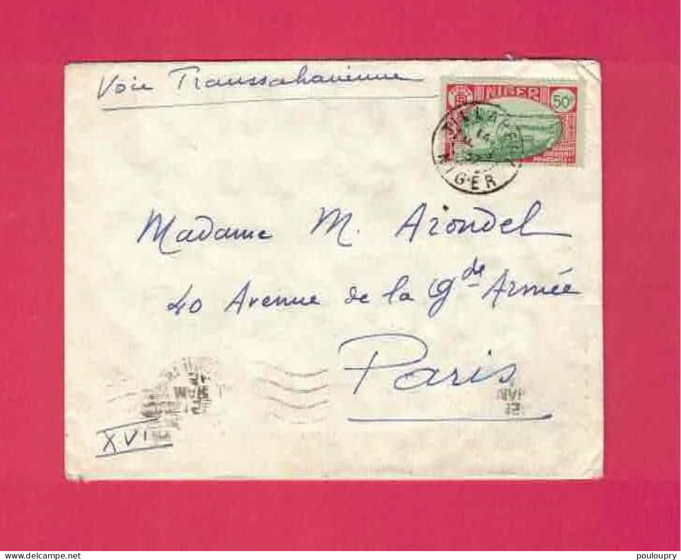 Lettre De 1937 Pour La France Par Voie Transaharienne - YT N° 41 - Seul Sur Lettre - Lettres & Documents