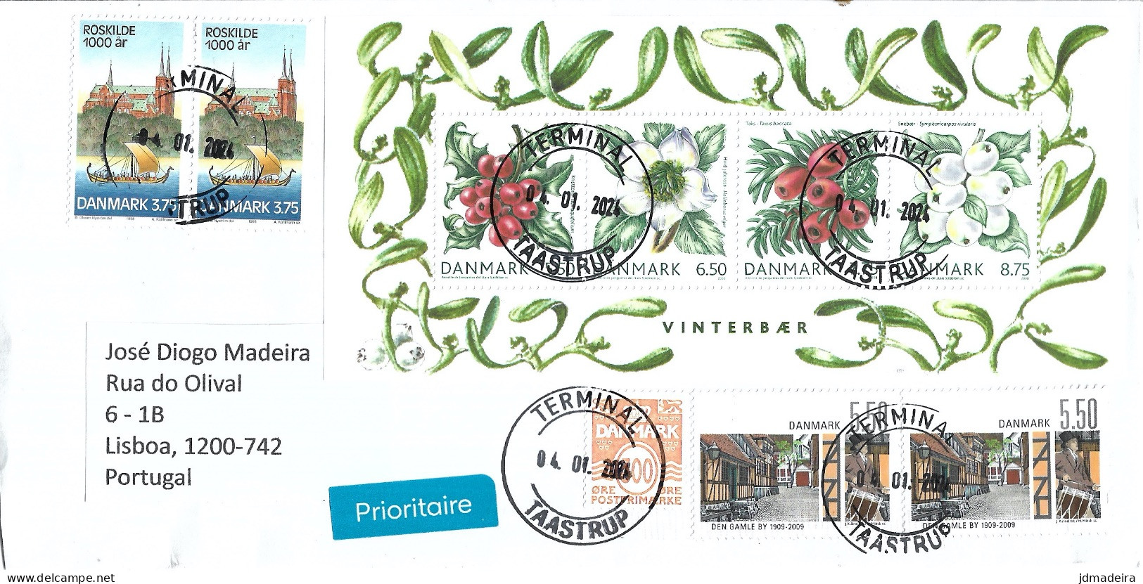 Danmark Cover To Portugal - Covers & Documents