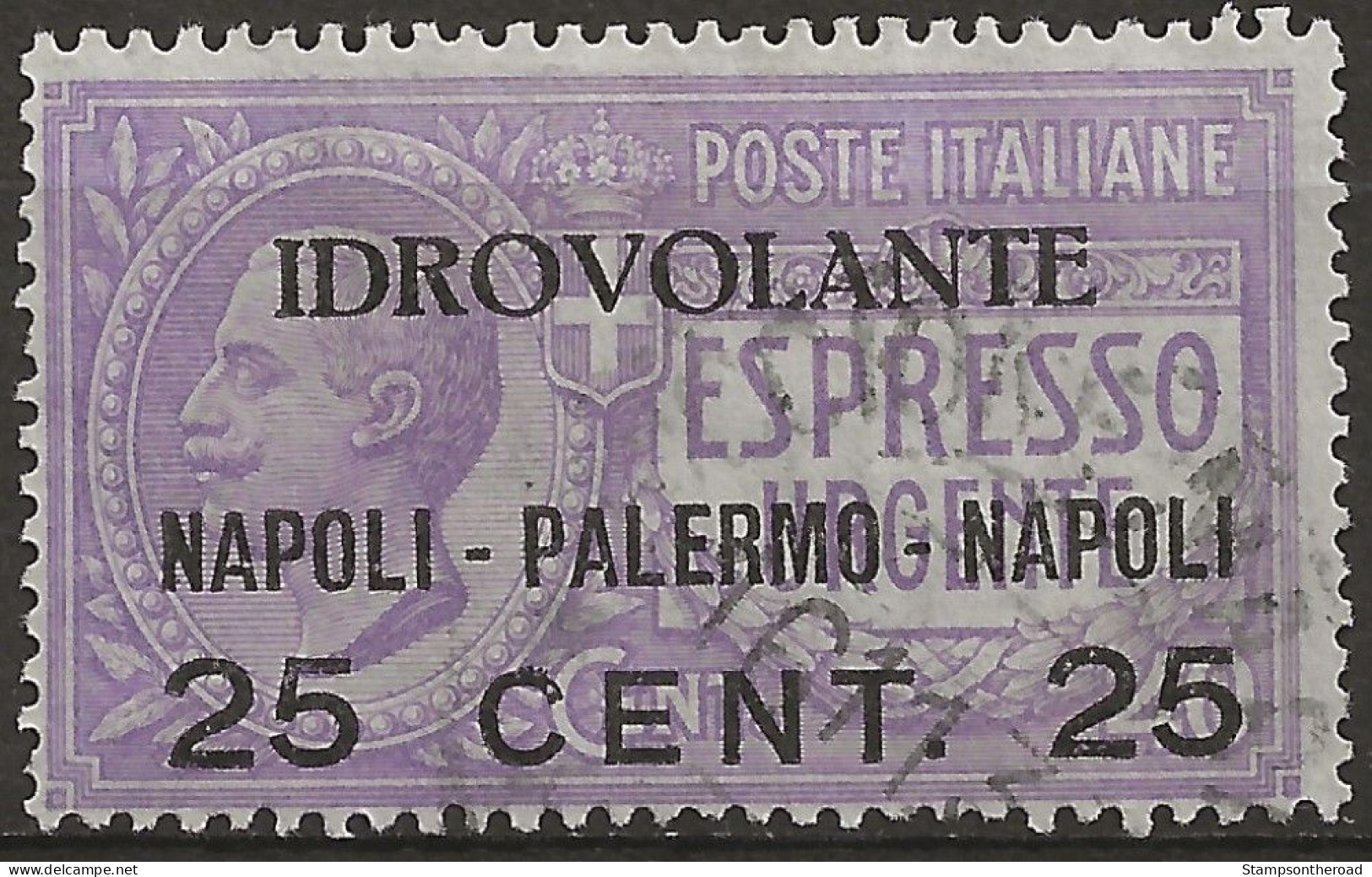 ITPA2U2 "1917 Regno D'Italia, Sassone Nr. 2, Francobollo Usato Per Posta °/ Posta Aerea - Airmail