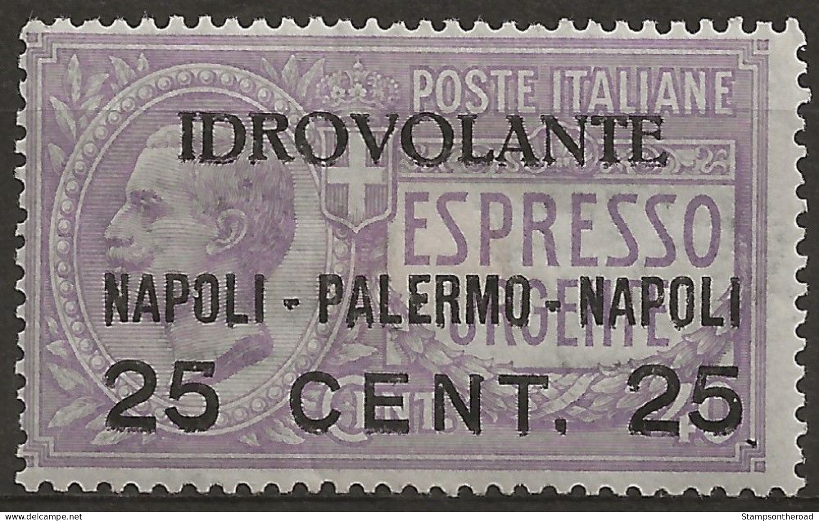 ITPA2L2 "1917 Regno D'Italia, Sassone Nr. 2, Francobollo Nuovo Con Traccia Di Linguella */ Posta Aerea - Airmail