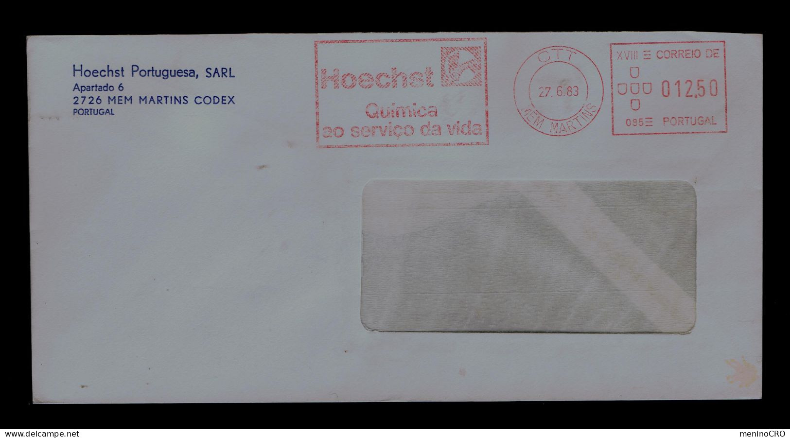 Gc8296 PORTUGAL EMA "HOECHST" Chemical (chimie At Service To Life) Publicitary Cover Mailed - Scheikunde