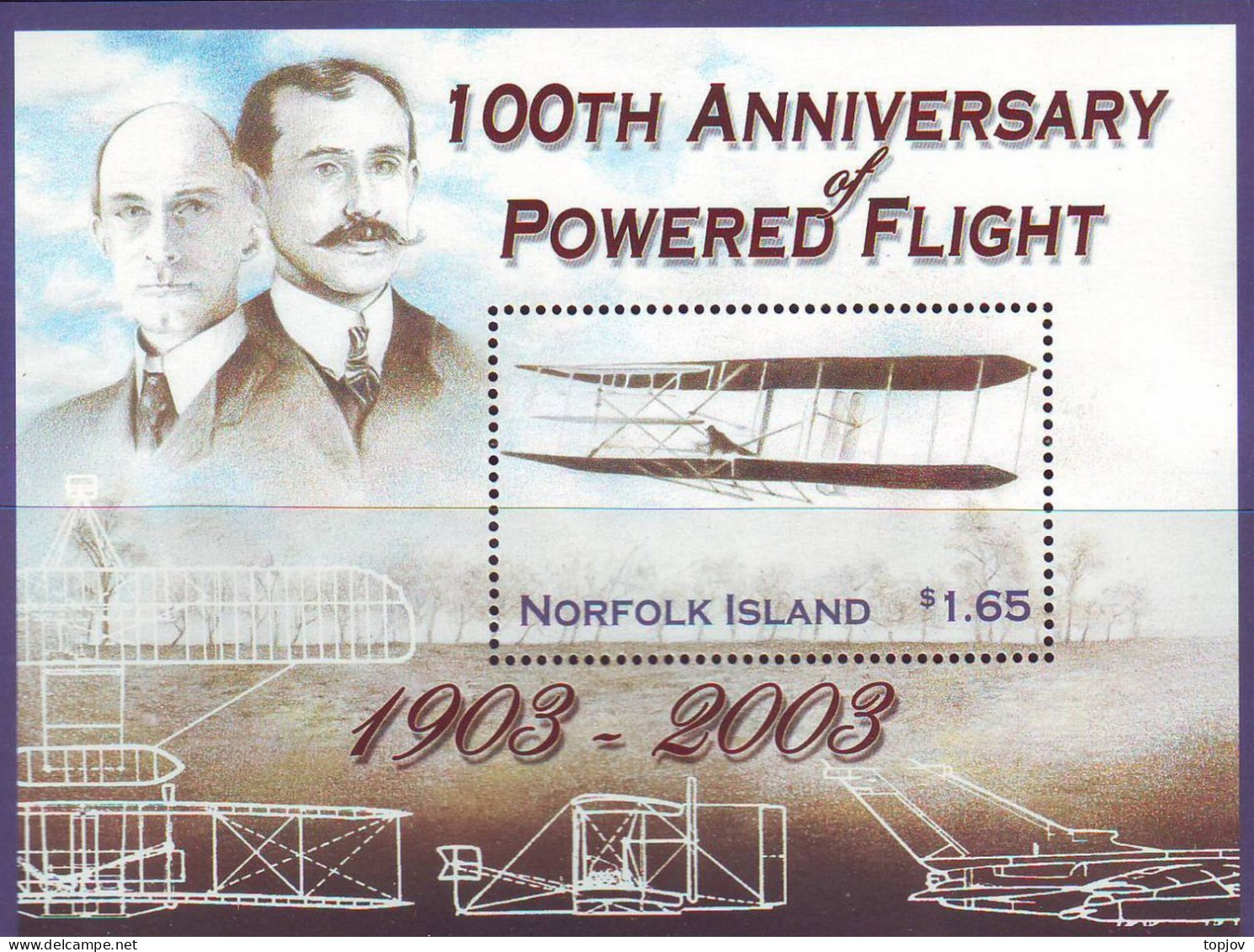 NORFOLK - 100y. POWERED OF FLIGHT QANTAS + SET - **MNH - 2003 - Other (Air)