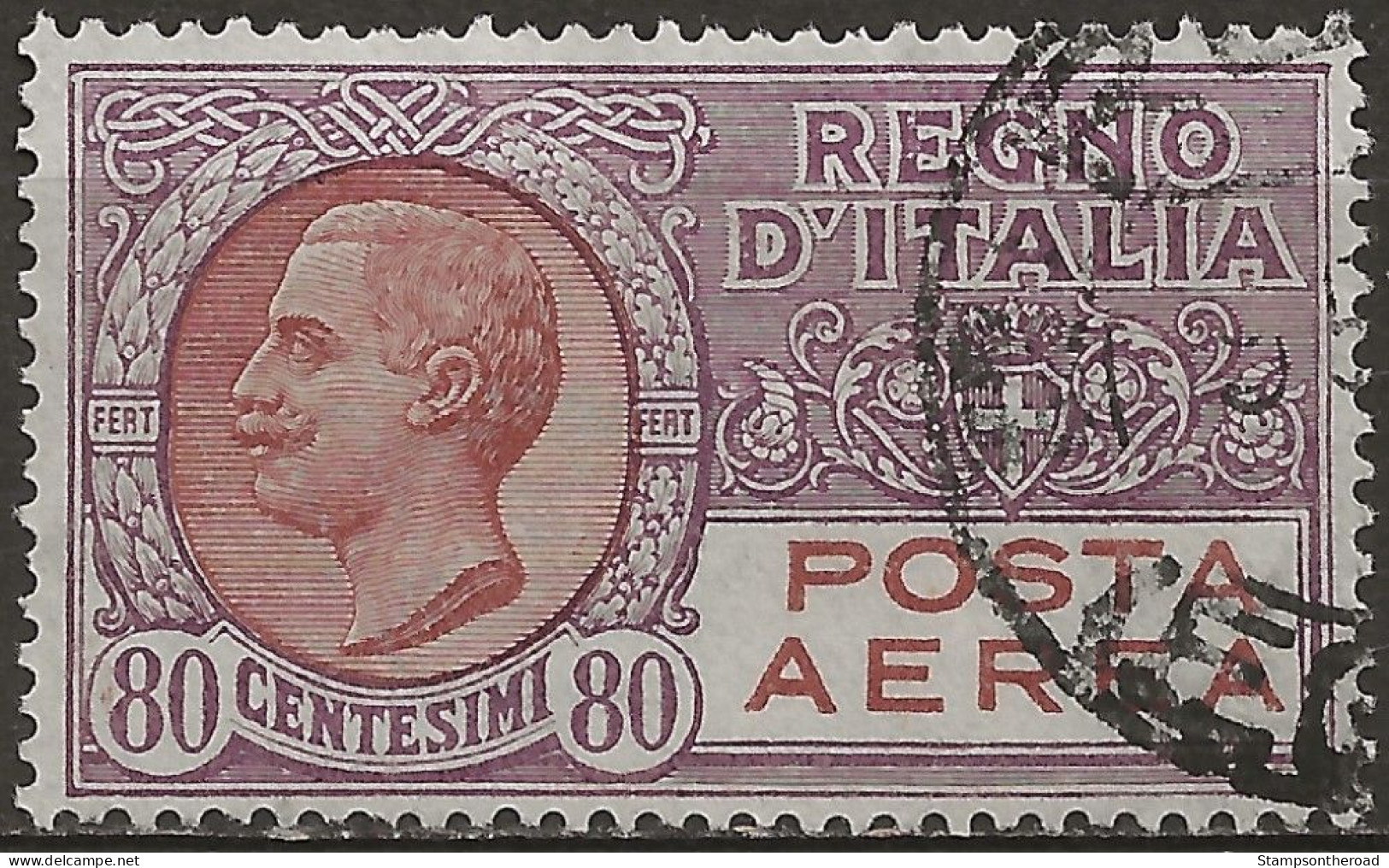 ITPA3AU2 "1926/28 Regno D'Italia, Sassone Nr. 3A, Francobollo Usato Per Posta °/ P.A. - Poste Aérienne