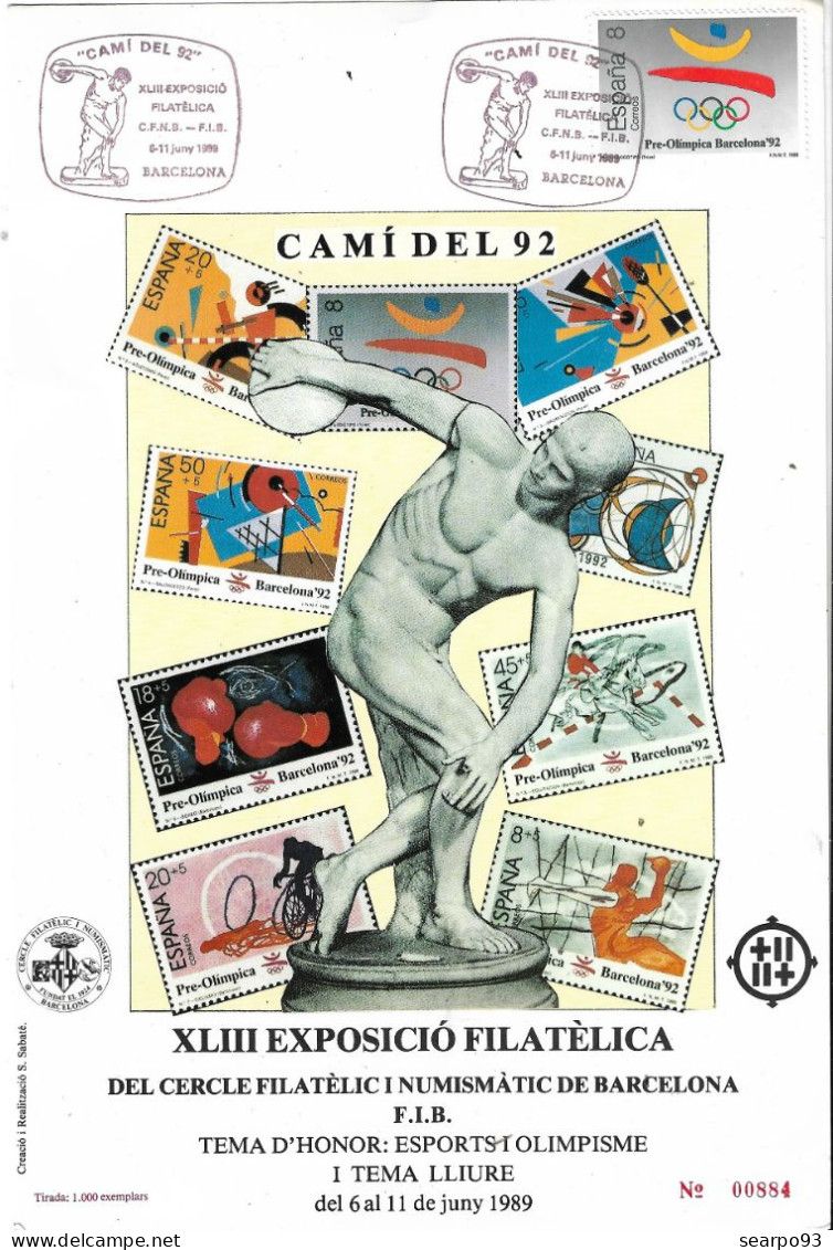 SPAIN. POSTMARK. PHILATELIC EXHIBITION TO 92. SPORT. OLYMPIC. BARCELONA 1989 - Other & Unclassified