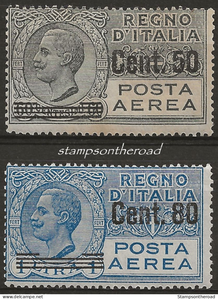 ITPA8-9N1 "1927 Regno D'Italia, Sassone Nr. 8/9, Serie Cpl Di 2 Francobolli Nuovi Senza Linguella **/ P.A. - Posta Aerea