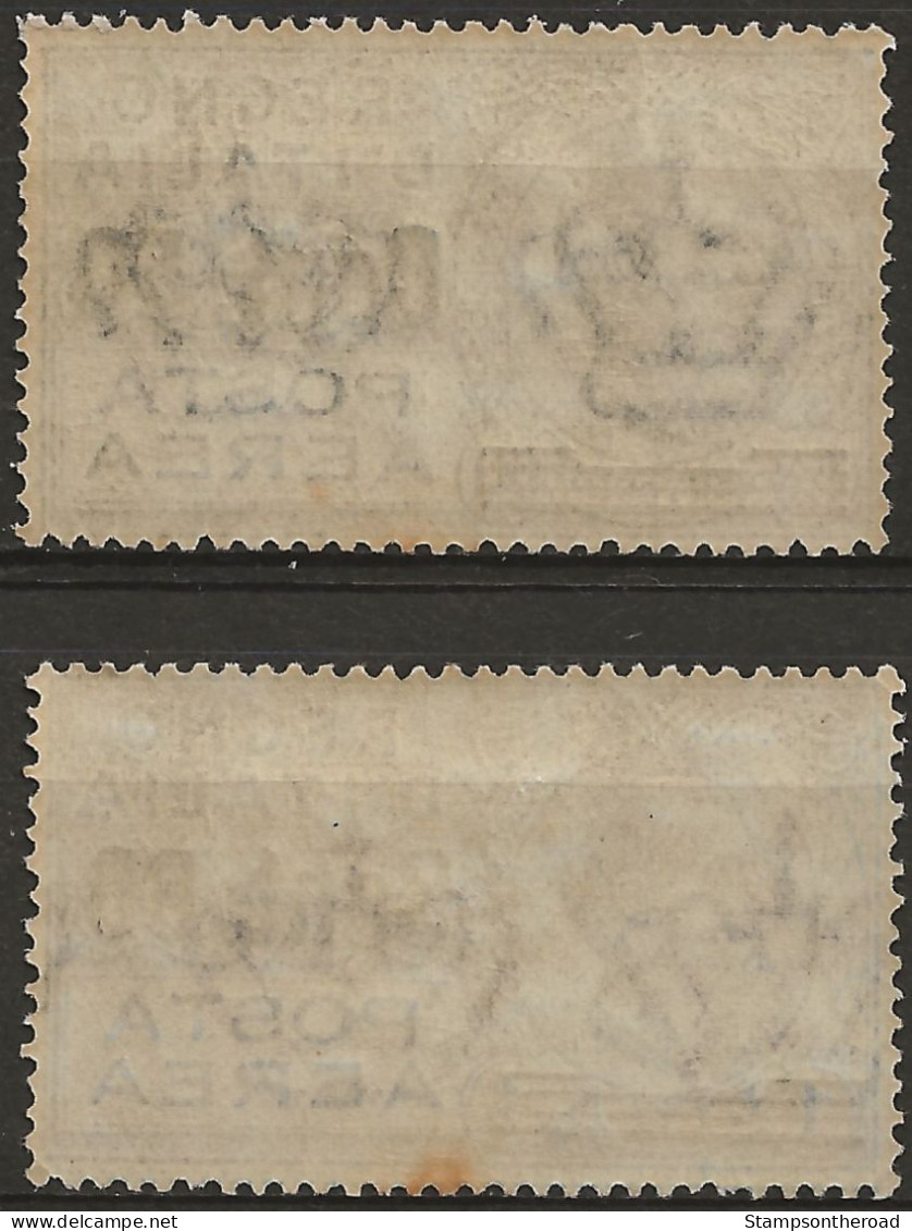 ITPA8-9N2 "1927 Regno D'Italia, Sassone Nr. 8/9, Serie Cpl Di 2 Francobolli Nuovi Senza Linguella **/ P.A. - Airmail