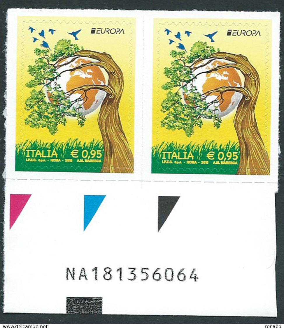 Italia 2016; EUROPA CEPT Da € 0,95 ; Ecologia In Europa: Coppia Con Alfanumerico. - Bar Codes