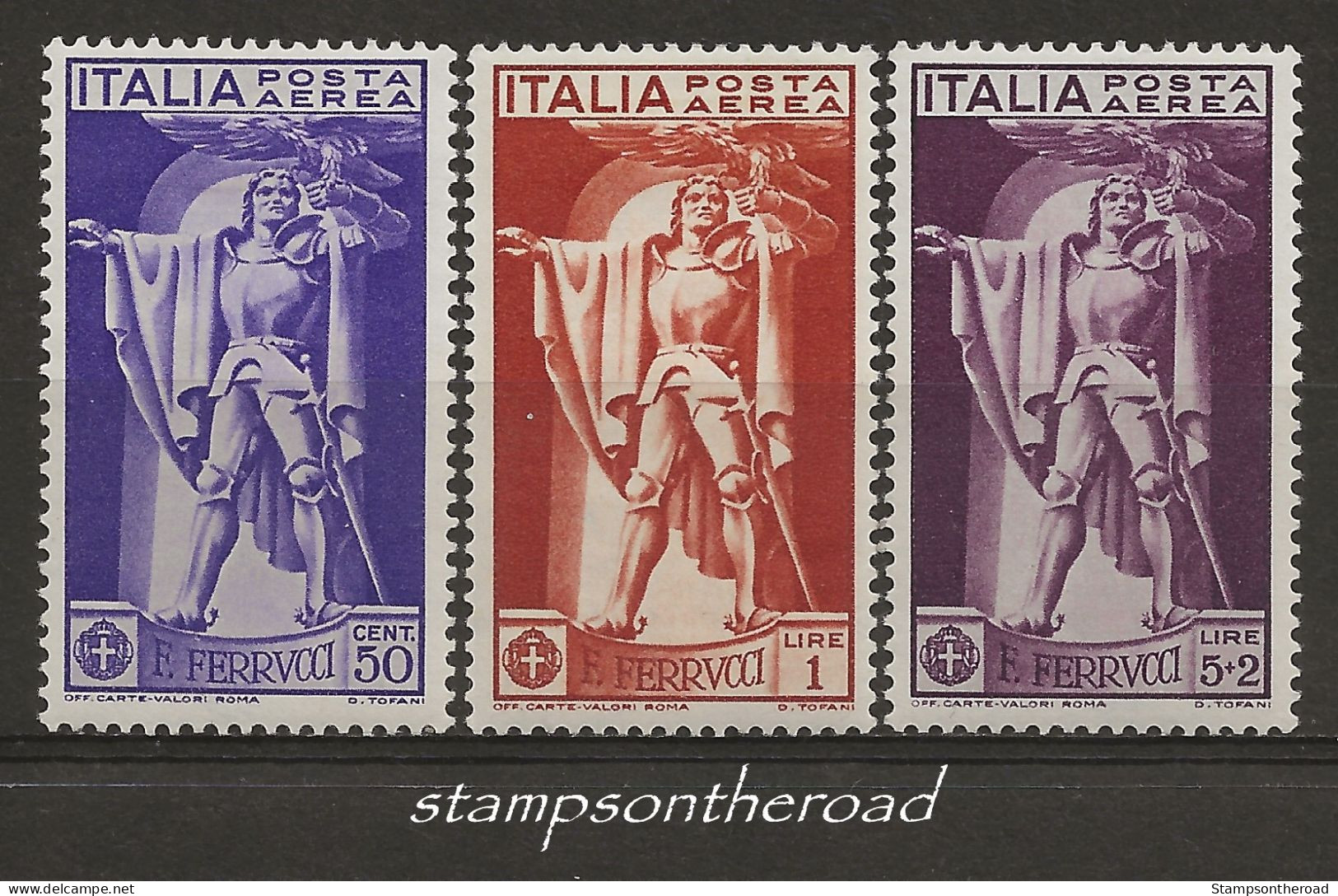 ITPA18-20L "1930 Regno D'Italia, Sassone Nr. 18/20, Serie Cpl Di 3 Francobolli Nuovi Con Traccia Di Linguella*/ P.A. - Poste Aérienne