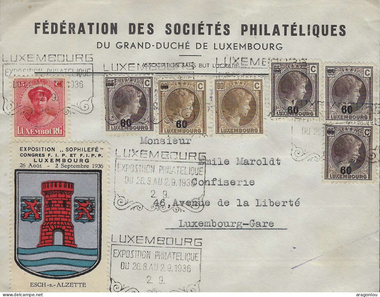 Luxembourg - Luxemburg -   Lettre  1936   Adressé Au Mr   Emile Marolt , Luxembourg - Cartas & Documentos