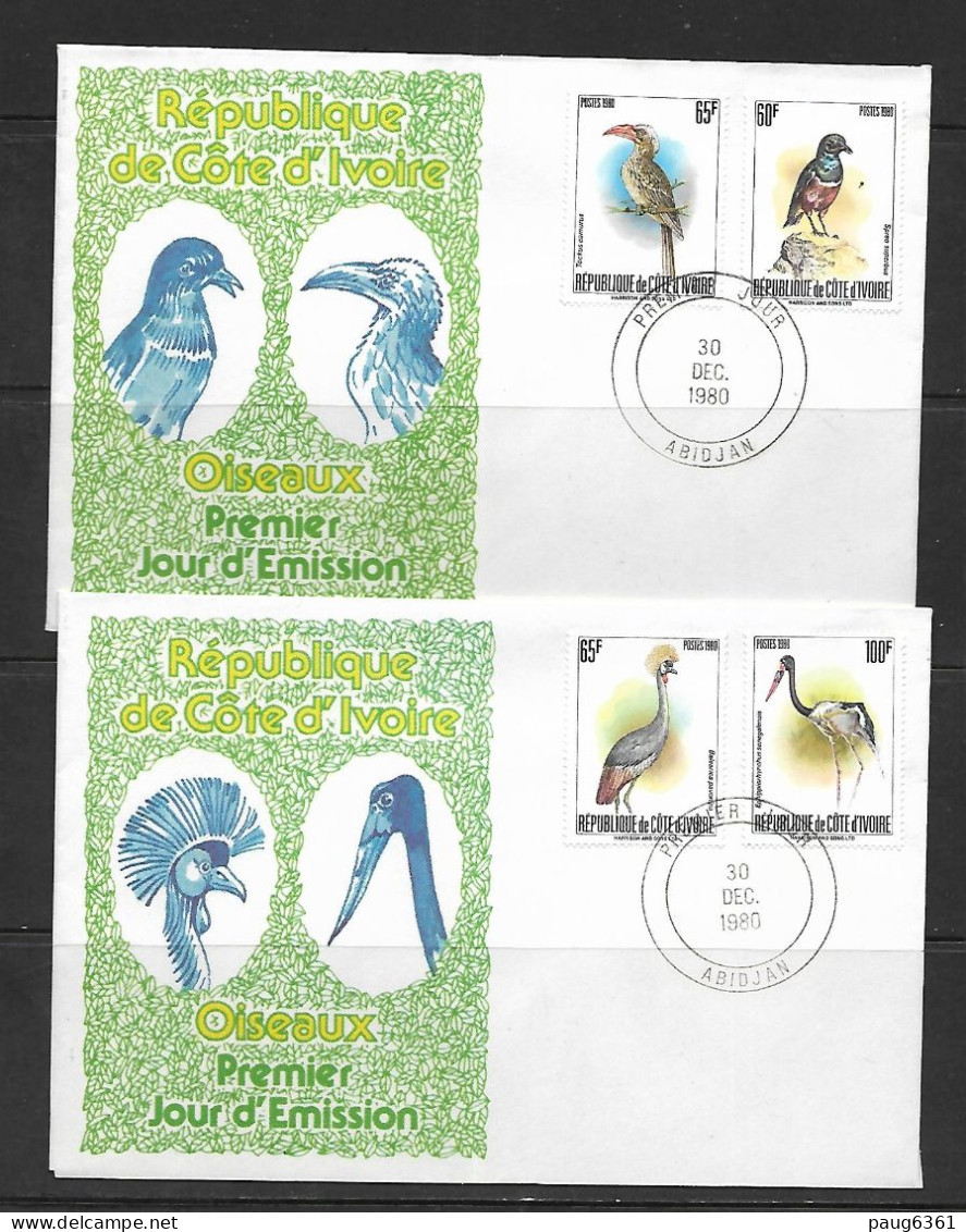 COTE D'IVOIRE 1980 FDC ECHASSIERS TRES RARE  YVERT N°565A/565D - Picotenazas & Aves Zancudas