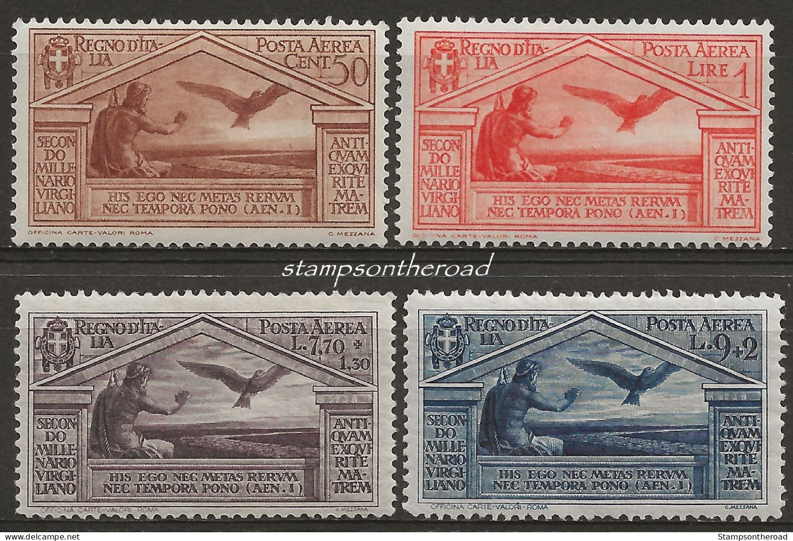 ITPA21-24L "1930 Regno D'Italia, Sassone Nr. 21/24, Serie Cpl Di 3 Francobolli Nuovi Con Traccia Di Linguella */ P.A. - Airmail