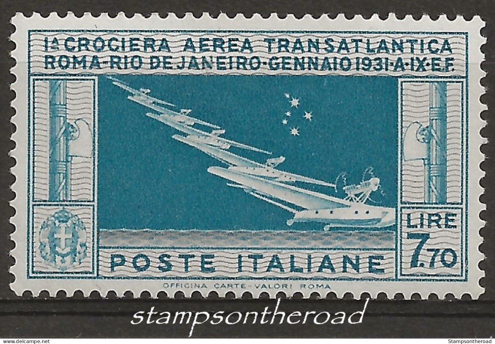 ITPA25L "1930 Regno D'Italia, Sassone Nr. 25, Francobollo Nuovo Con Traccia Di Linguella */ P.A. - Poste Aérienne