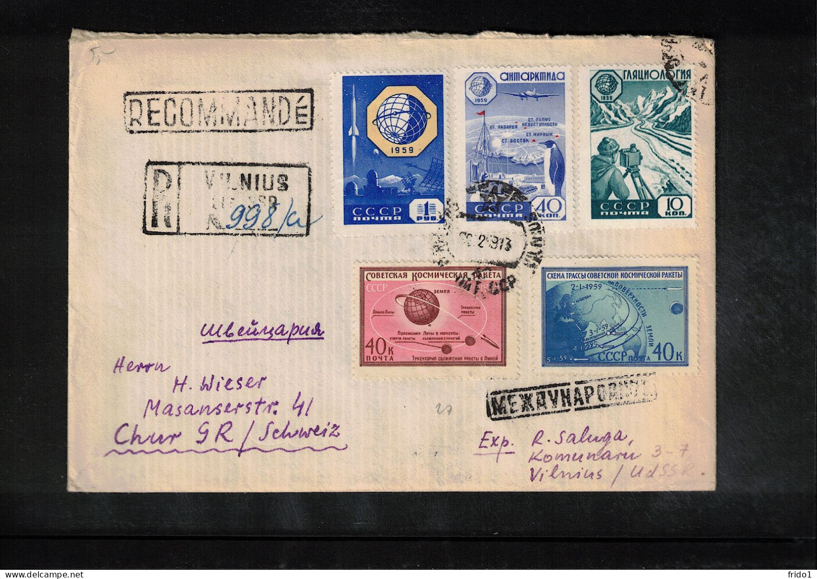 Russia USSR 1960 Antarctica - International Geophysical Year + Space Interesting Registered Letter - International Geophysical Year