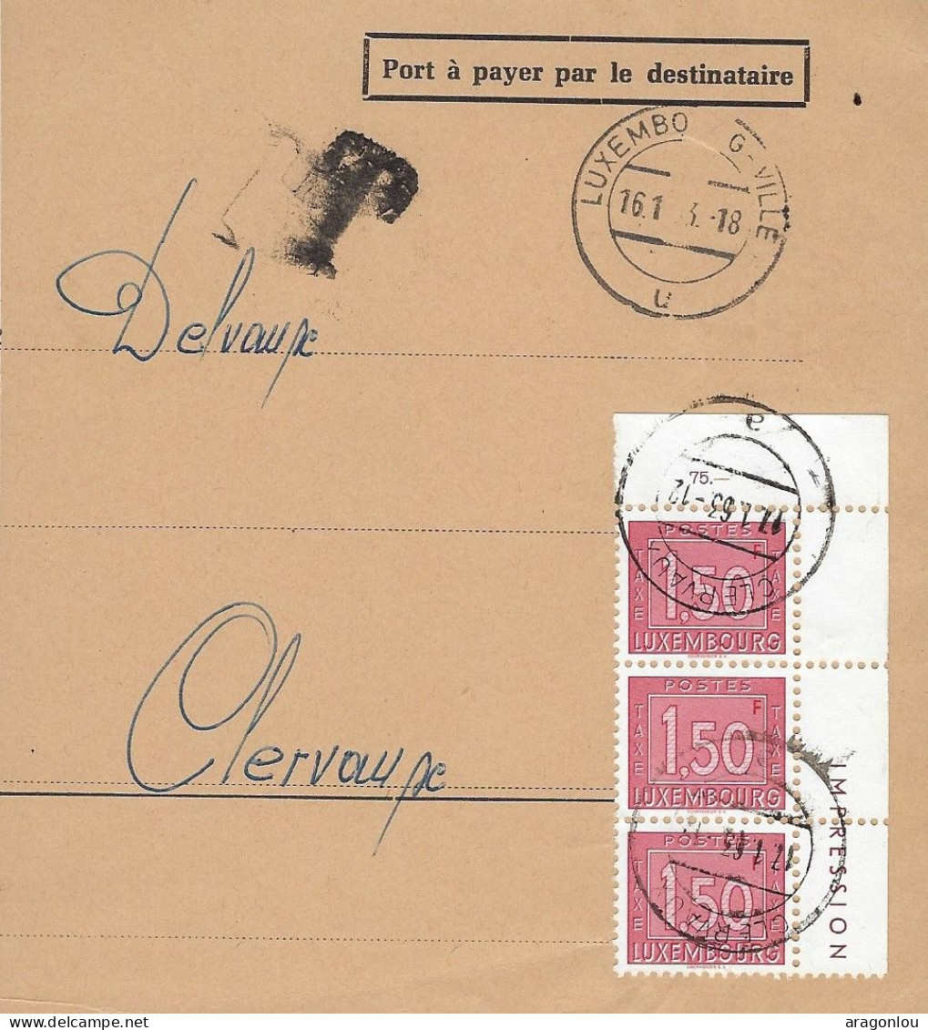 Luxembourg - Luxemburg -   Avant-Lettre  Taxe   1963  Delvaux , Clervaux - Portomarken