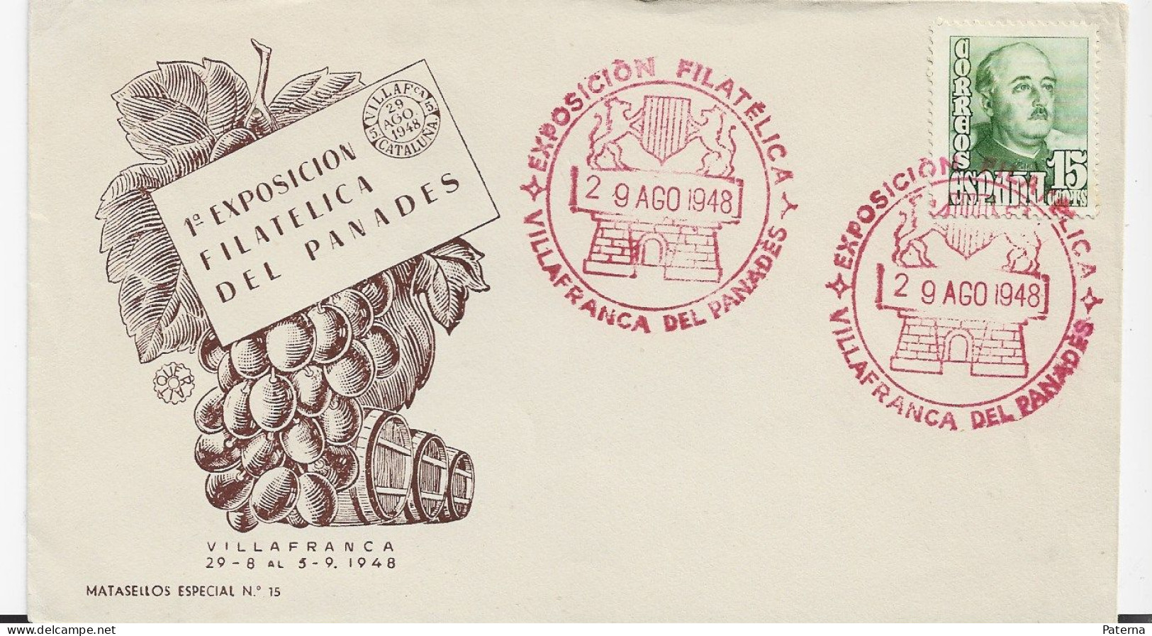 3843  Carta Villafranca De Panades, 1948, , Vino, Uva, - Vinos Y Alcoholes