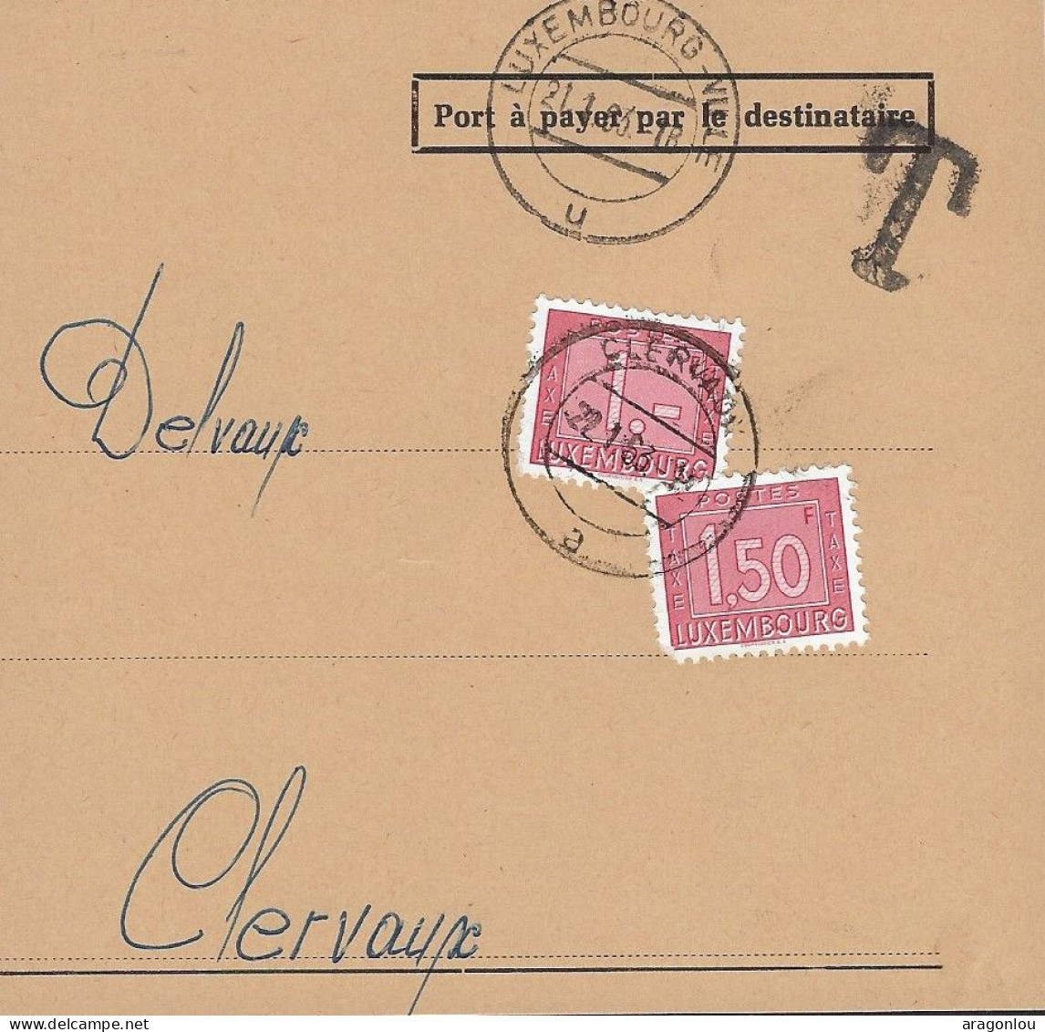 Luxembourg - Luxemburg -   Avant-Lettre  Taxe   1963   Mr Delvaux , Clervaux - Taxes